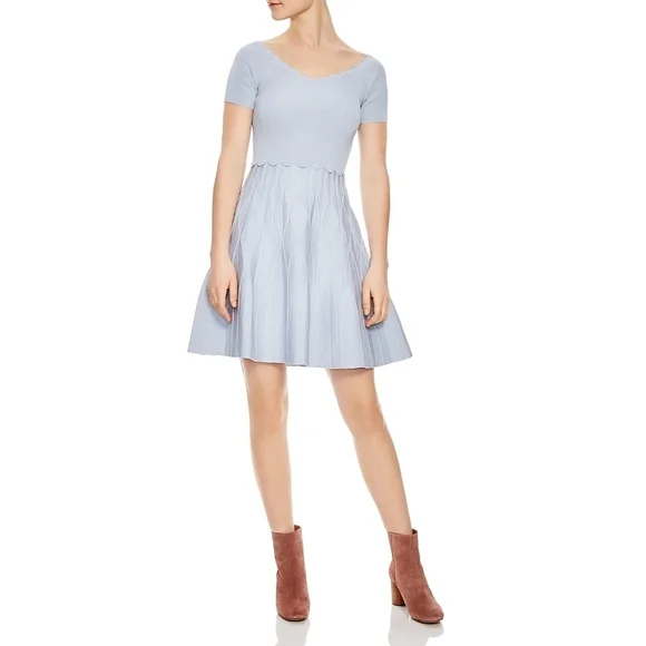 Sandro Meissa Fit Flare Knit Mini Dress Size 38 - Picture 1 of 16